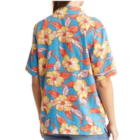 Faherty Hawaiian Shirt SDH X Max Top L.A. Floral Button Up Linen Size 3 Large - Picture 6 of 14